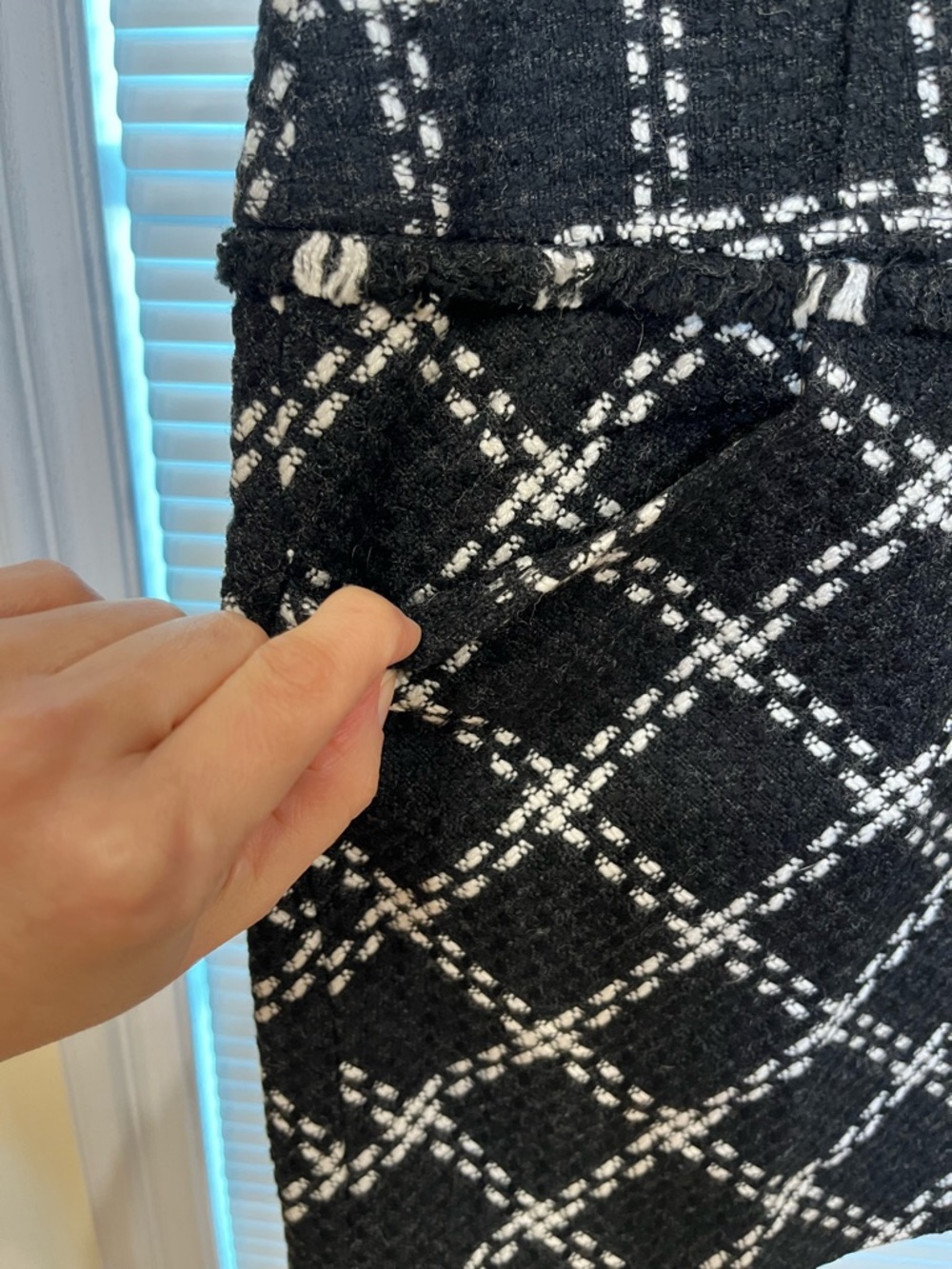 Forenza Black & White Diamond-Check Bouclé Mini Skirt - Picture 2 of 5